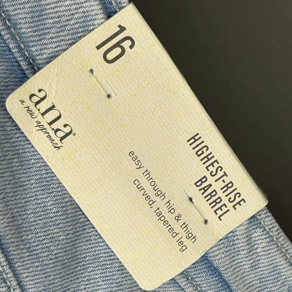 a.n.a A New Approach Highest Rise Barrel Jeans 16 Light Ocean Bleach Denim NWT - Picture 6 of 8